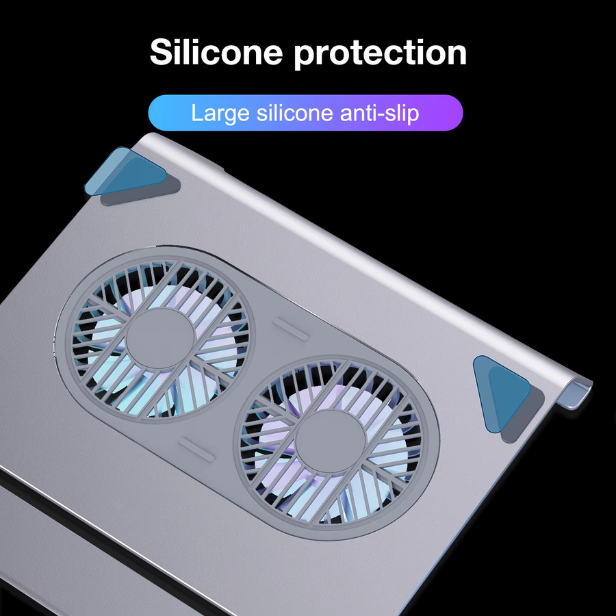 HOWENS Laptop-Kühler aus Aluminiumlegierung in Silber mit Dual-Hochgeschwindigkeitslüftern und verstellbarem Ständer für 10-15 Zoll Laptops - Bild 5