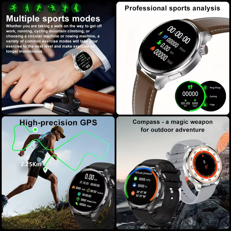 GUHUAVMI Watch 6 Pro Smartwatch für Herren in Schwarz mit GPS-Tracking, NFC, HD AMOLED-Bildschirm, Kompass, Bluetooth-Anruffunktion und IP68 Wasserdichtigkeit - Bild 2