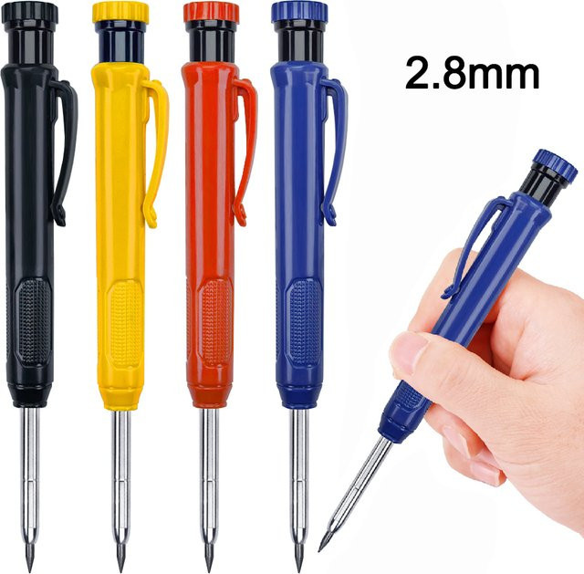 JOMPENS Automatischer Schreinerbleistift Set mit 2,8 mm Graphit Mine in Gelb für Holzbearbeitung und Zeichnungen - Bild 1