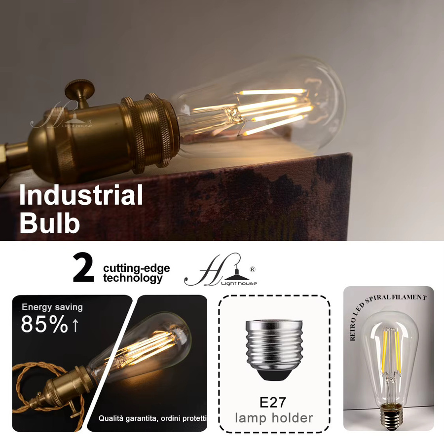 BrandRetro Edison-Glühbirne ST64 Vintage Filament-Glühlampe E27 220V Warmweiß Transparent - Bild 5