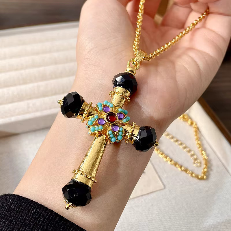 DINGABIYU Halskette, Vintage, Türkis, Diamant, Kristall, Gold - Bild 3