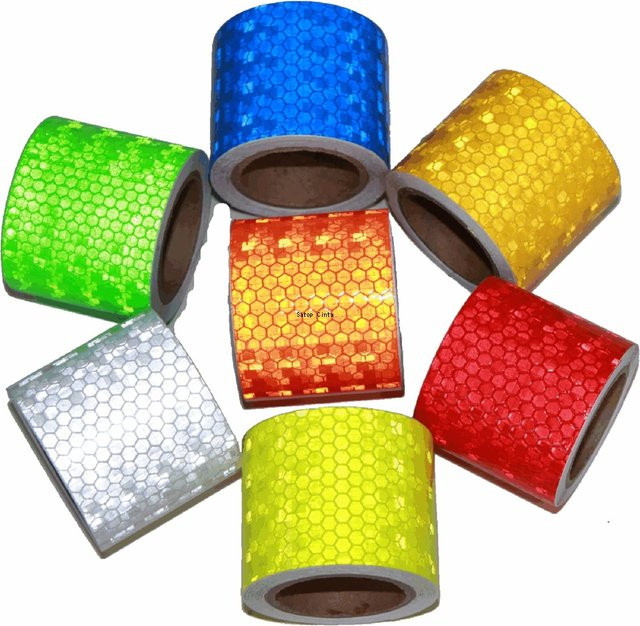Satop Cinta Reflektierendes PVC Waben Klebeband Wasserdicht für Motorrad, Breite: 5 cm, Länge: 10 m, Farben: Weiß, Rot, Gelb, Grün - Bild 1
