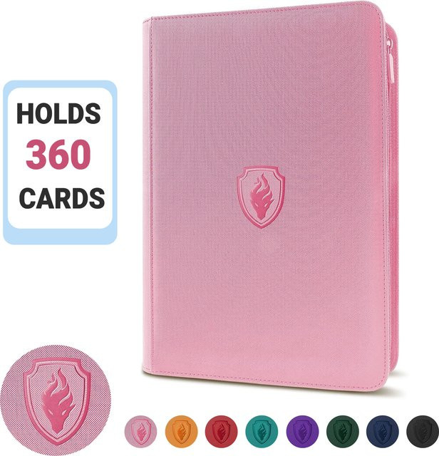 Sammelkartenordner mit 360 Taschen und Reißverschluss für Spielkarten und Sportkarten, Schwarz oder Pink - Bild 1