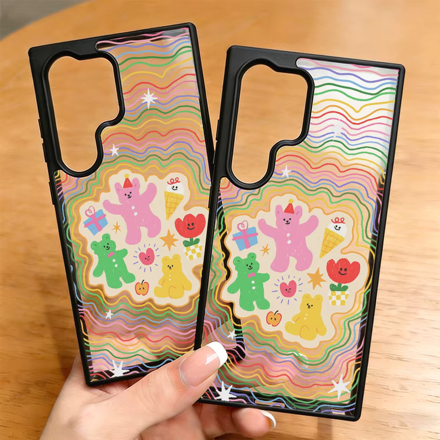 Transparente Handyhülle mit Cartoon Regenbogen Bär für Samsung Galaxy S25 S24 S23 S26 Ultra FE A56 A55 A54 A36 A35 A26 A17 A16 A07 5G Android - Bild 2