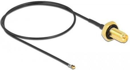 Delock WLAN-Antennen Anschlusskabel mit RPSMA-Buchse und IPEX-Stecker in Schwarz, Länge: 0,35 m - Bild 1
