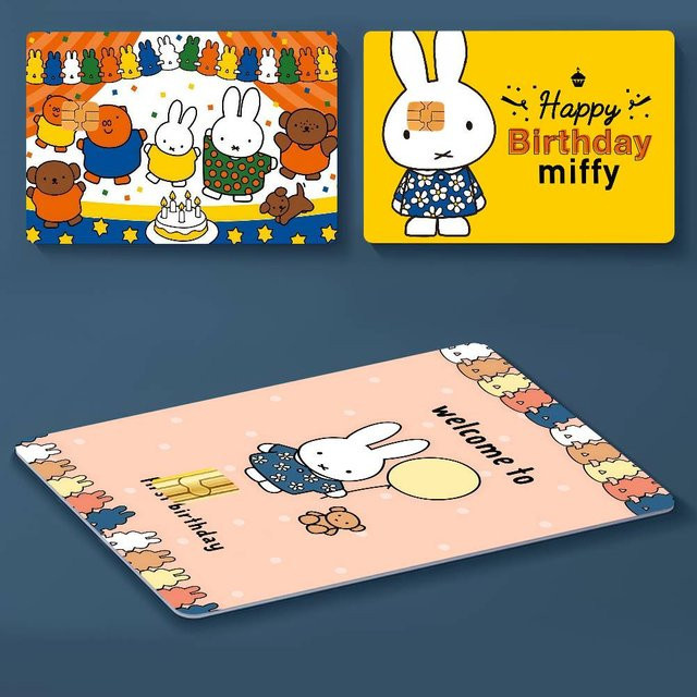 Miffy Cartoon Aufkleber für Kreditkarten in Multicolour mit Anime-Manga-Design auf Leinwandstruktur - Bild 1