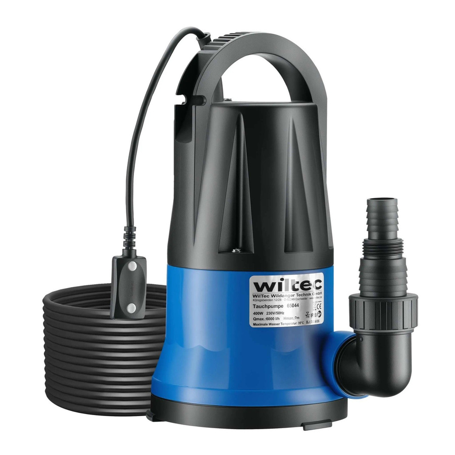 Wiltec Schmutzwasserpumpe als Flachsaugpumpe für den Keller, 400W, 6000L/H, Blau - Bild 2