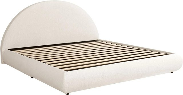 okwish Doppelbett mit Hydraulik-Stauraum und gepolstertem Bouclé-Bezug in Weiß und Beige, B/T/H: 180 x 200 x 40 cm (Matratzenmaß) - Bild 1