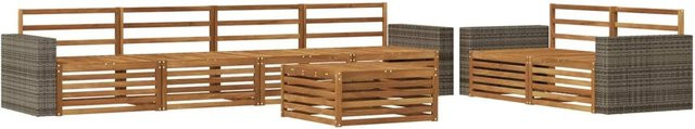vidaXL Outdoor-Sofagarnitur aus Massivholz Akazie in Natur Braun mit 7 Teilen im modernen Latten-Design - Bild 1