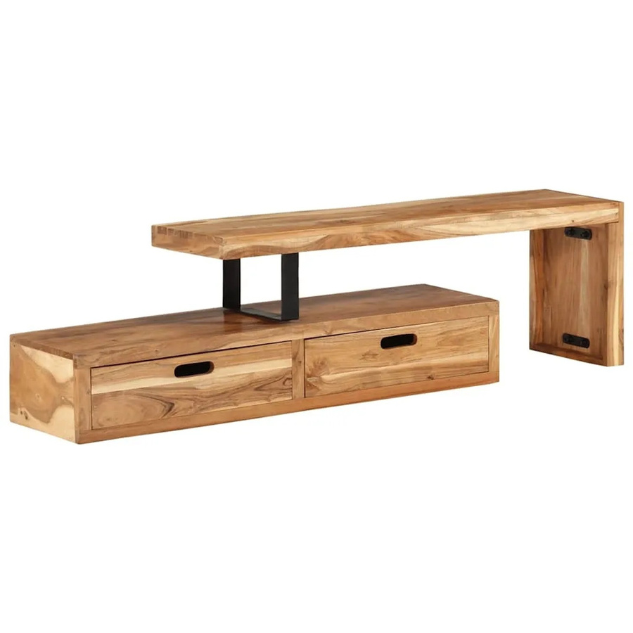vidaXL TV-Schrank aus Massivholz Akazie in Braun im Antik-Stil, B/T/H: 118-200 x 30 x 40 cm - Bild 2