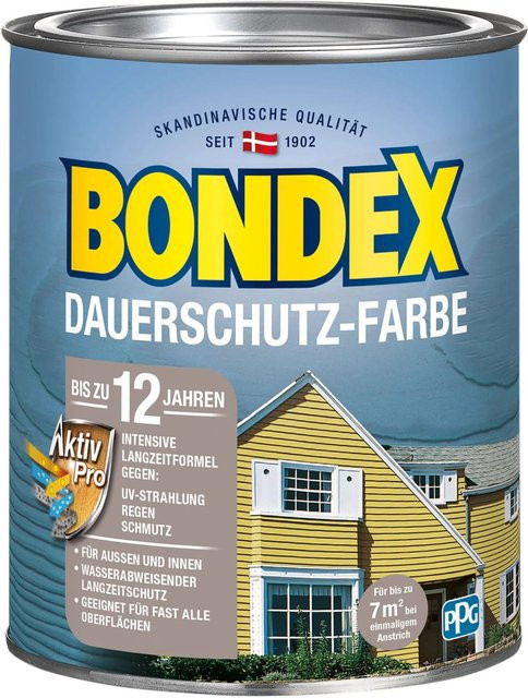 Bondex Dauerschutz-Holzfarbe Anthrazit-Schiefer wasserbasiert 0,75 l - Bild 1
