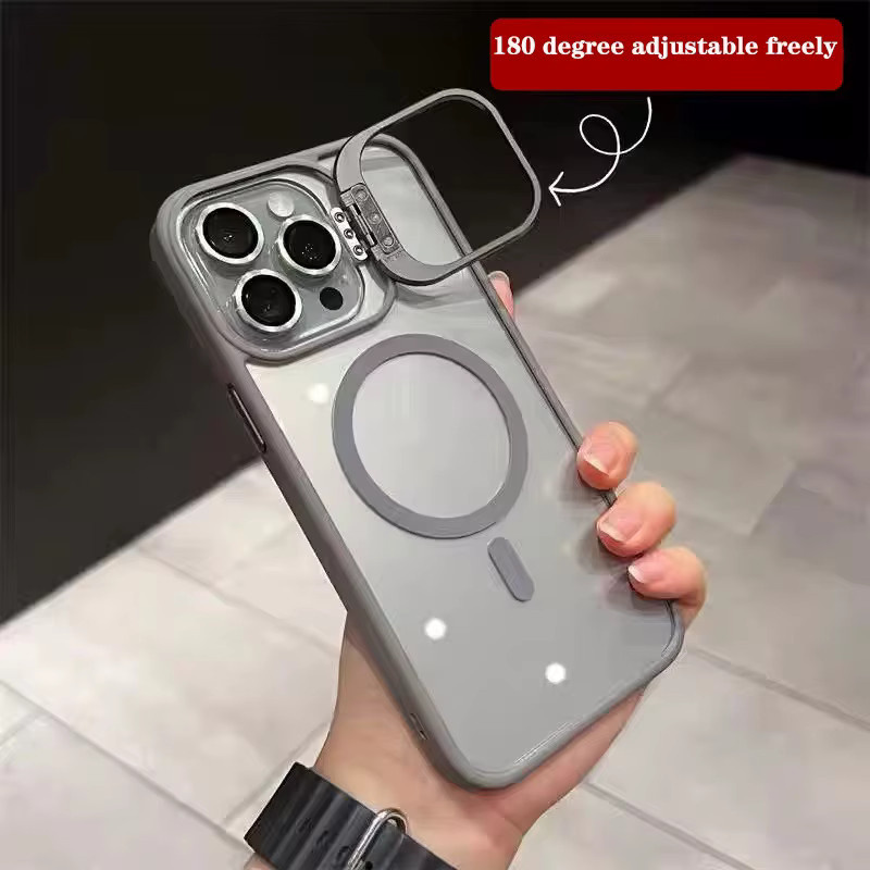 Magnetische stoßfeste Handyhülle mit 180 Grad drehbarem Kamera-Ständer und Abdeckung für iPhone 17 Air 16 E 15 Plus 14 13 12 11 Pro Max, Farbe: Blau, MagSafe kompatibel - Bild 2
