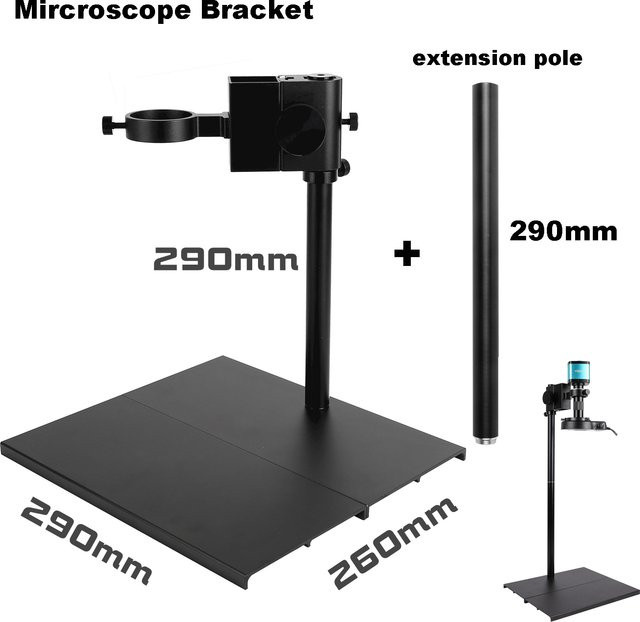 YIZHAN Mikroskop-Fokusstütze aus Aluminiumlegierung in Schwarz, verstellbare Halterung für Zoomobjektive und Kameras, passend für 42mm und 50mm - Bild 1