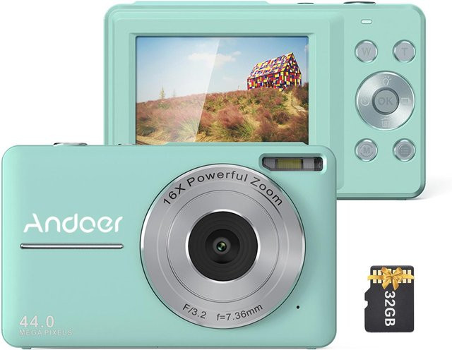 Andoer Digitalkamera Camcorder mit 1080P Video, 44 MP, Autofokus und 2,5 Zoll IPS-Bildschirm in Grün - Bild 1