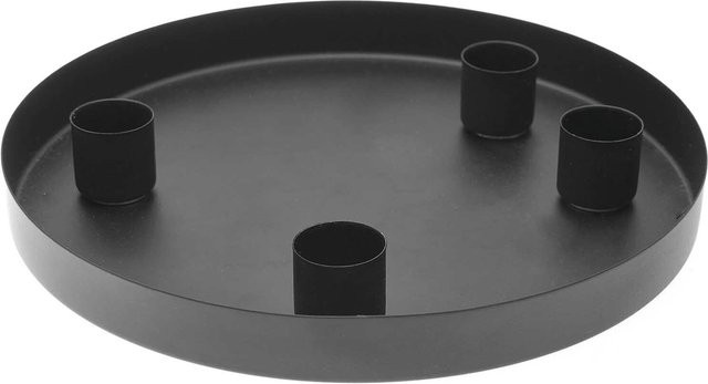 Rico Design Metalltablett Schwarz mit 4 magnetischen Kerzenhaltern Durchmesser: 20 cm - Bild 1