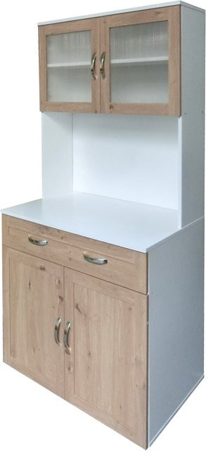 HTI-Living Küchenbuffet Artisaneiche Blanca in Weiß mit Glastüren und Schubladen - Bild 1