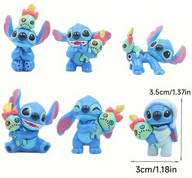 6er Set Bandai Anime Charakter Figuren Stitch aus PVC in Multicolor, Höhe: 3,5 cm - Bild 1
