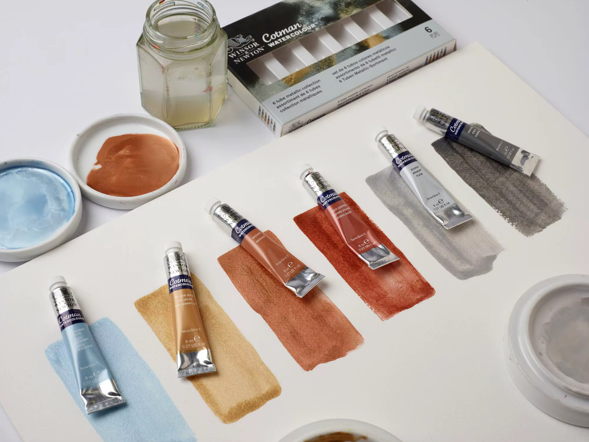 Winsor & Newton Cotman Aquarellfarben-Set mit 6 Metallic-Farben in Multicolour, 8 ml Tuben - Bild 4