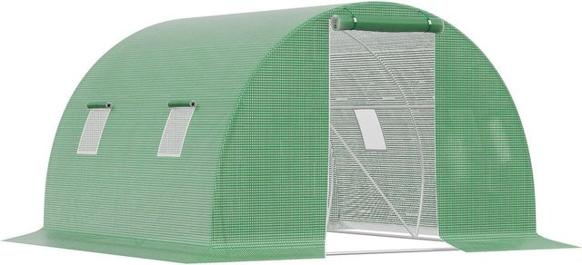 Begehbares Outsunny Foliengewächshaus Polytunnel mit Rolltür und Fenstern mit Innennetz, B/T: 3 x 3 m - Bild 1