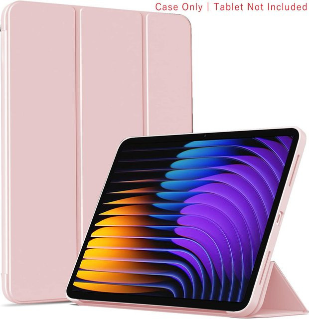 Xiaomi Schutzhülle für Pad 7 und Pad 7 Pro 11,2 Zoll, dreifach faltbare Flip-Hülle mit magnetischem Ständer aus PU-Leder, Farbe: Pink - Bild 1
