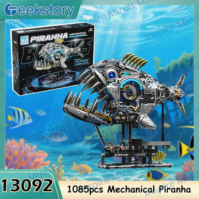 Wishiot MOC Mechanisches Piranha Modell Set mit LED Licht aus 1085 Bausteinen für kreatives DIY Spielzeug - Bild 1