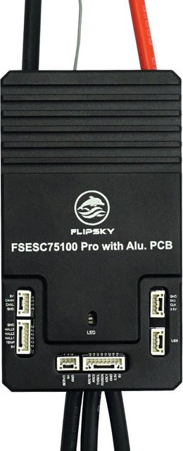Flipsky 75100 Pro Geschwindigkeitsregler mit Aluminiumplatine in Schwarz auf VESC-Basis für Elektro-Skateboards, Roller und E-Bikes - Bild 1