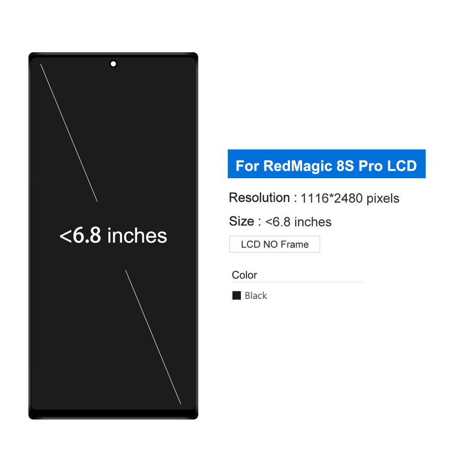 ZTE Nubia Red Magic 8s Pro / 8 Pro LCD Touchscreen Digitizer Baugruppe Ersatz Display-Panel in Schwarz - Bild 3