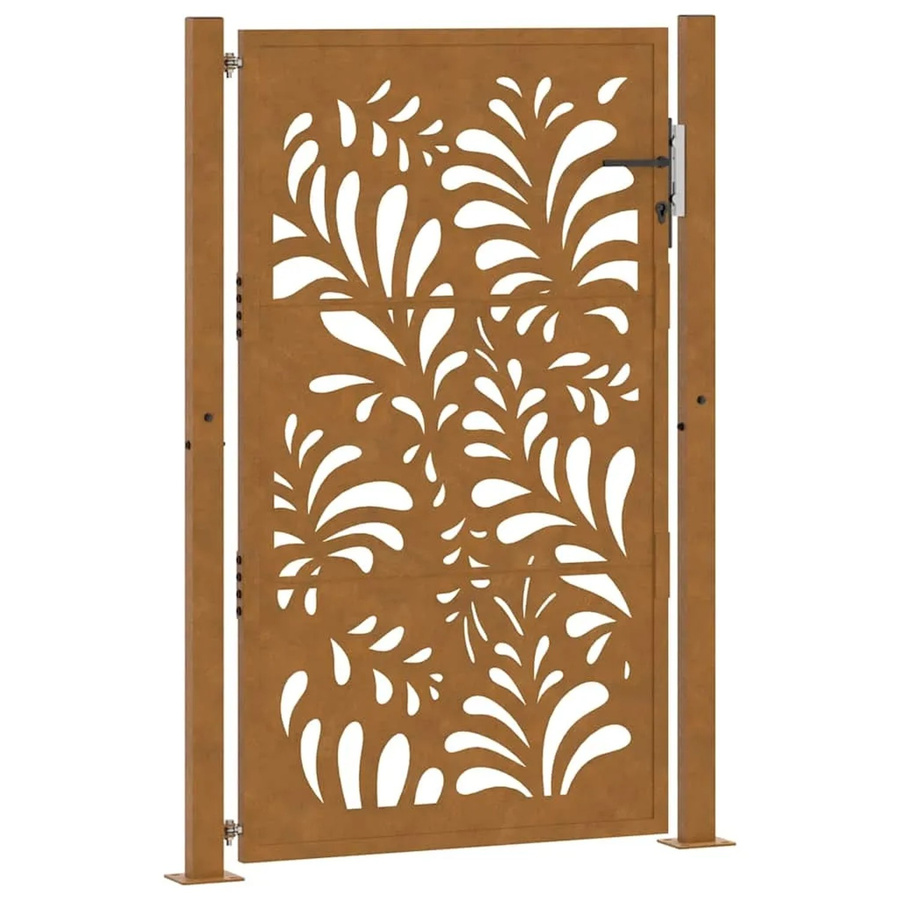 vidaXL Gartentor aus Verwitterungsstahl in Braun mit Wellendesign, B: 110 cm, H: 155 cm - Bild 2