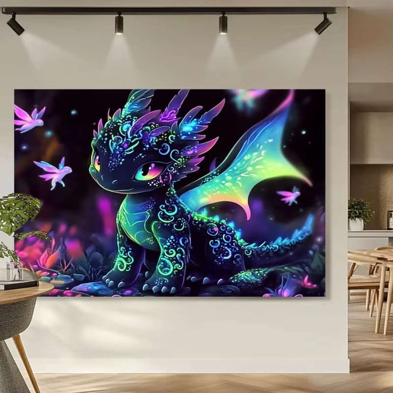 VIKAMA Bunter Drachen-Wandteppich mit Drachenzähmungs-Motiv in Multicolour als dekorative Wanddekoration für Kinderzimmer und Wohnzimmer - Bild 4