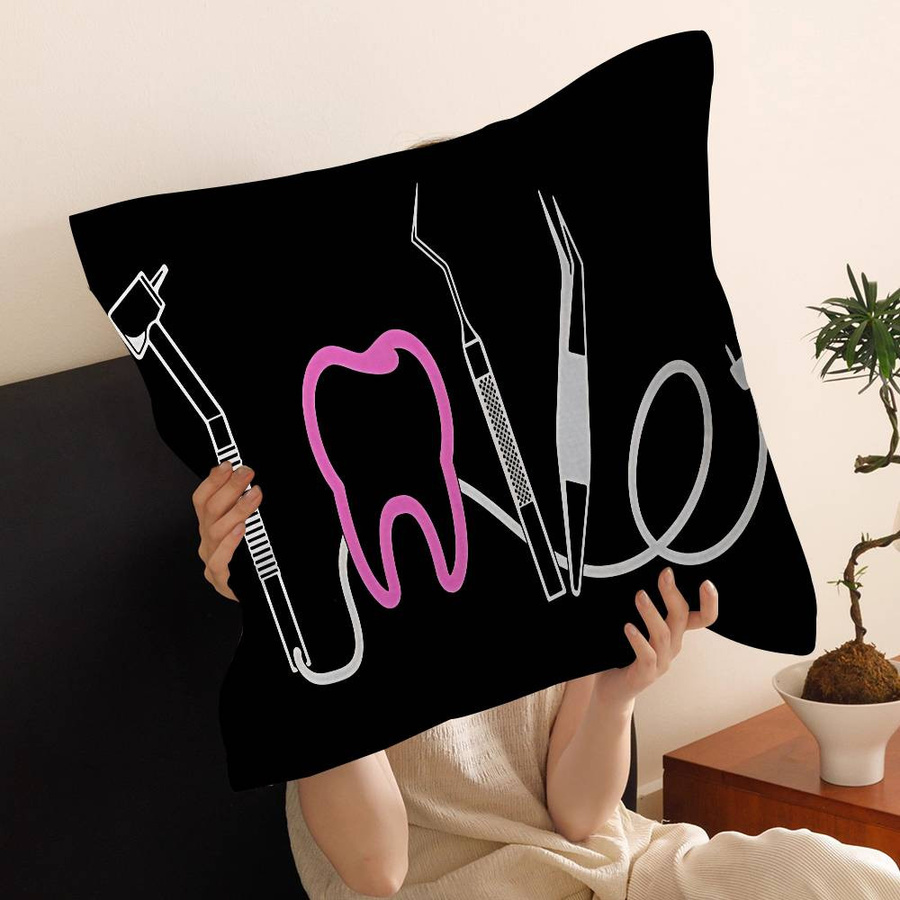 Dekorativer Kissenbezug mit Zahnarzt-Motiv für Sofa und Wohnzimmer, B/B: 18 x 18 cm - Bild 3