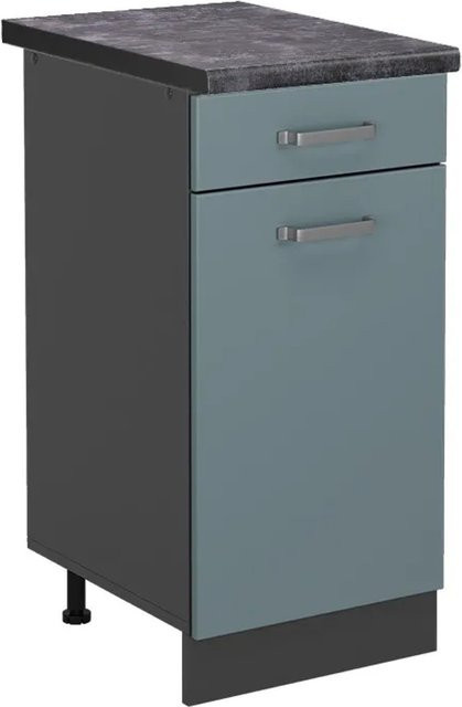 Vicco Küchenunterschrank R-Line in Blau-Grau/Anthrazit mit Türen und Schubladen, B: 40 cm, H: 81,6 cm, T: 60 cm - Bild 1