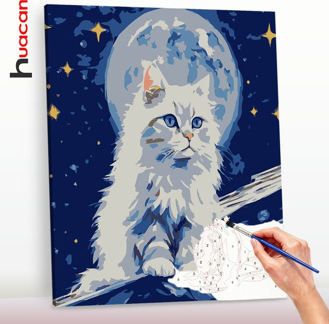 Huacan Katzenmalerei nach Zahlen, Tierölbild, für Erwachsene - Bild 1