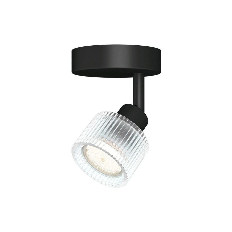 Philips LED-Spot Horen 1-flammig für Wand- und Deckenmontage in Schwarz mit verstellbarem Glas-Metall-Design und GU10-Fassung - Bild 2