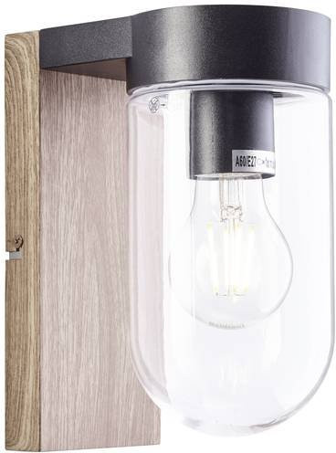 Brilliant Cabar Außenwandleuchte aus Holz in Schwarz und Dunkelholz mit E27 Fassung und IP44 Schutzart - Bild 1