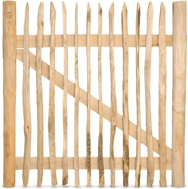 Stiltreu Genageltes Staketenzaun-Tor aus Edelkastanie in Braun, B: 120 cm, H: 120 cm - Bild 1