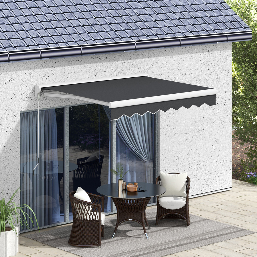 Outsunny Gelenkarmmarkise in Grau mit elektrischer Steuerung, Handkurbel und Fernbedienung zur Wandmontage, B x H: 2,5 x 2 m - Bild 2