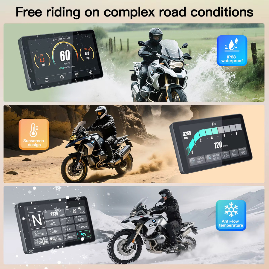 CARABC MB6 Motorrad Navigation mit 6 Zoll Display, Drahtlose CarPlay und Android Auto Funktion in Schwarz für BMW R1300GS S1000 XRF750GS XR M1000 R1200GS R1250GS - Bild 6