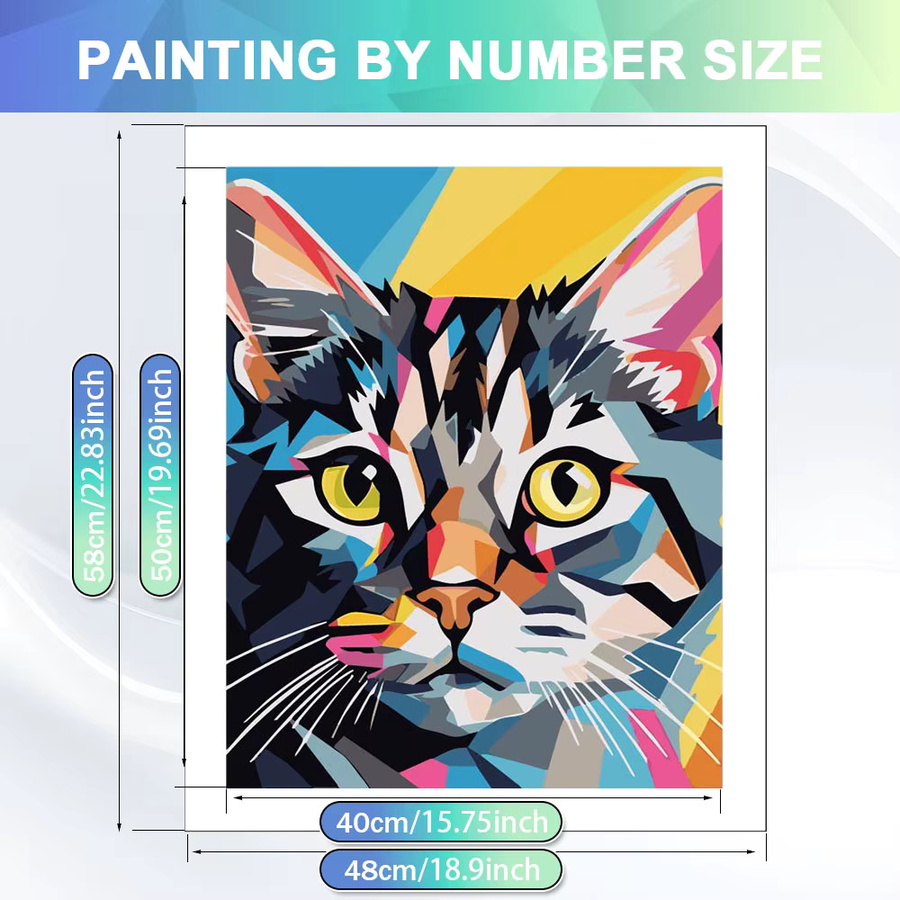 HUACAN Malen nach Zahlen für Erwachsene mit Katzenmotiv als handgemachtes Bild auf Leinwand in Multicolor - Bild 2