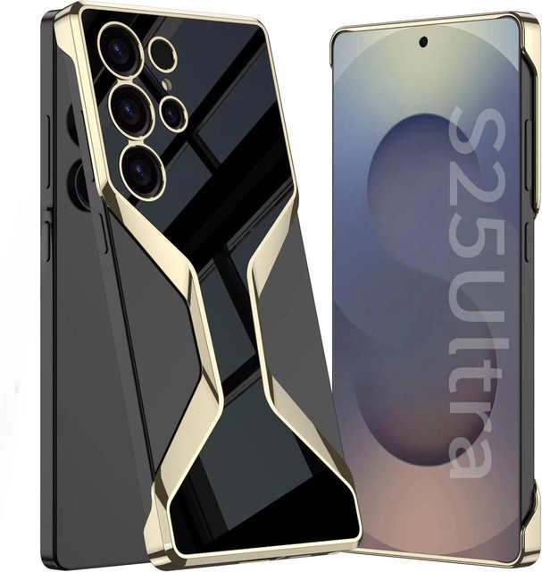 Samsung Galaxy S25 Ultra Handyhülle mit galvanisiertem Leder-Design in Schwarz - Bild 1
