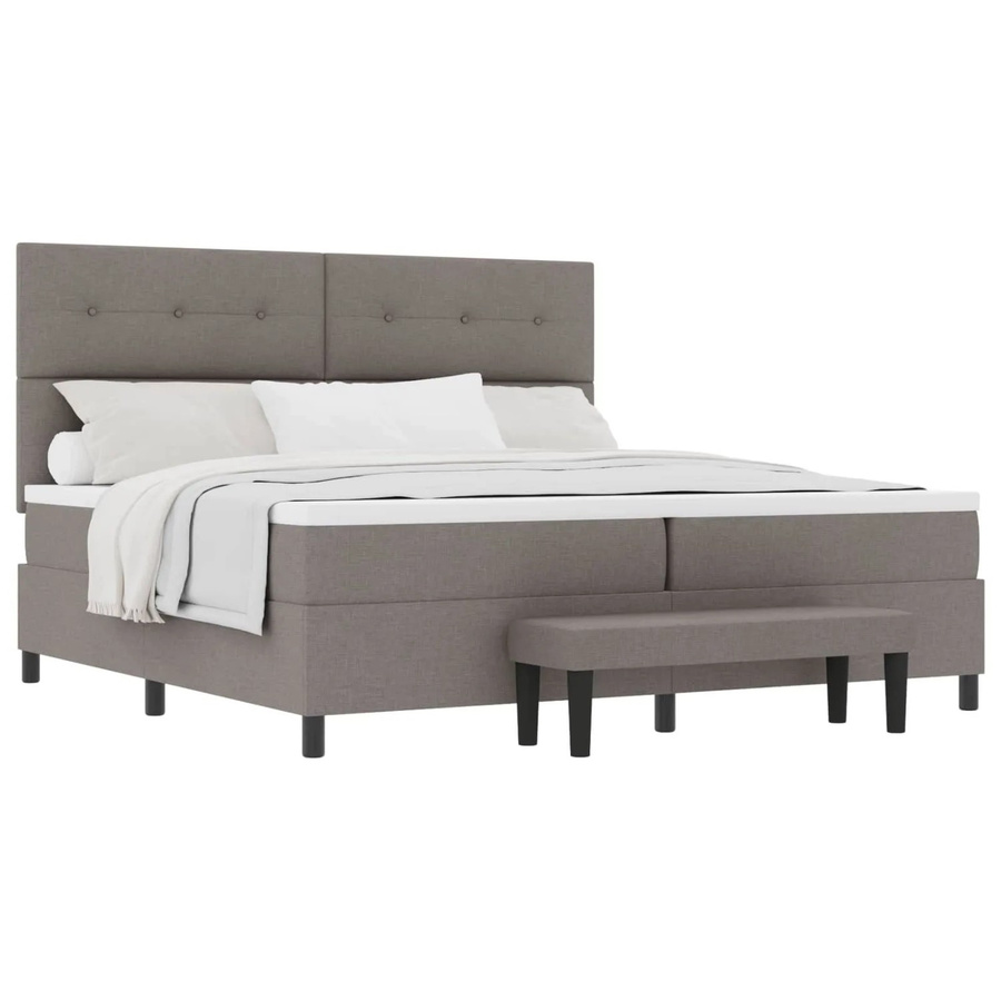 vidaXL Boxspringbett mit Matratze in Taupe, Hybrid-Modell aus Stoff, B/T: 200 x 200 cm - Bild 2