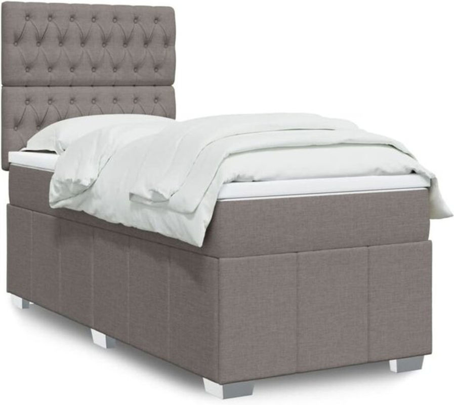 Boxspringbett mit Matratze von vidaxl in Taupe meliert aus Stoff, B/T: 100 x 200 cm - Bild 1
