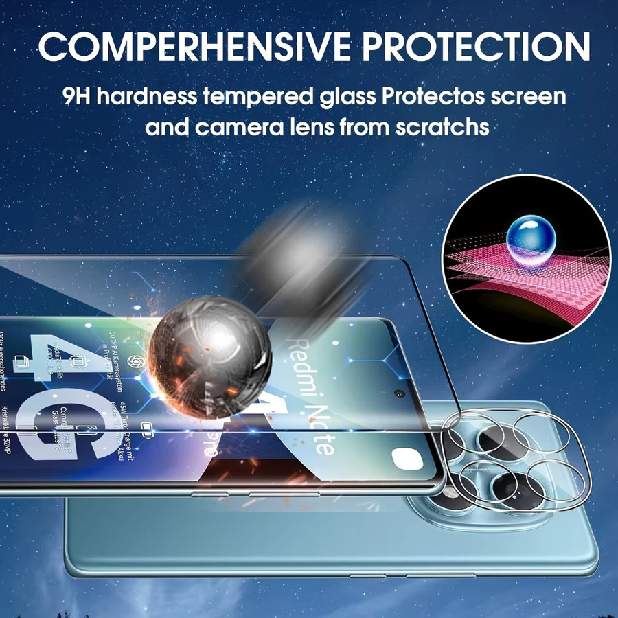 NNBILI 4 Stück Displayschutzfolie für Xiaomi Redmi Note 14 Pro 5G und Poco X7 5G/4G, 3D Full Coverage, 9H Härte, transparent - Bild 5