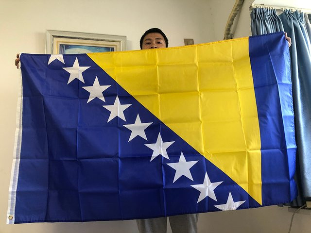SKY FLAG Nationalflagge Bosnien und Herzegowina zur Dekoration, B/B/H: 150 x 90 x 0 cm, Blau-Gelb-Weiß - Bild 1
