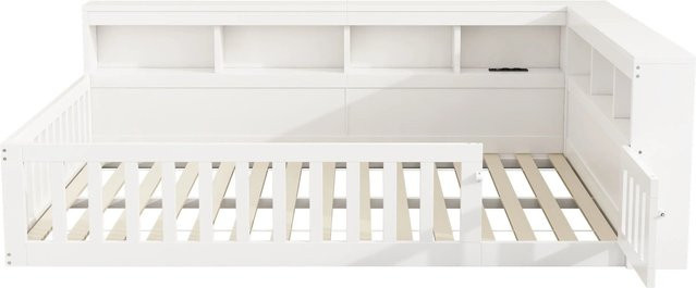 okwish Daybett für das Kinderzimmer in Weiß mit Staufach und USB-Ladeport, B/T/H: 200 x 140 x 70 cm - Bild 1