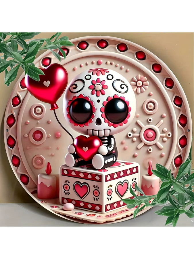 Potdemiel Zuckerschädel-Kranzschild Dia de los Muertos & Cinco de Mayo Dekoration, rund, Multicolour, Durchmesser: 20,3 cm - Bild 5