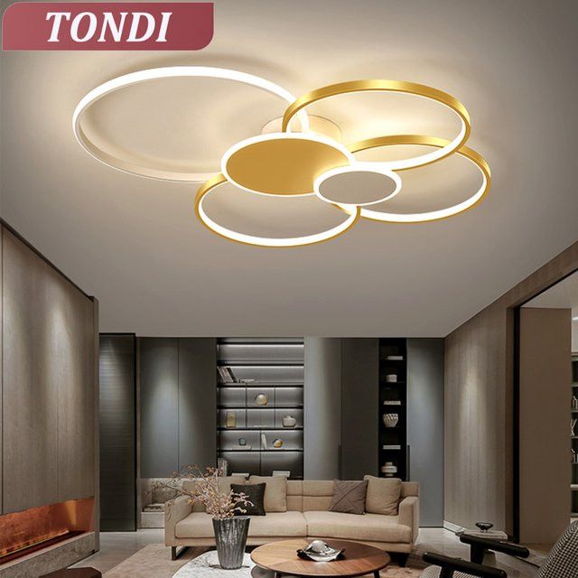 TONDI LED-Ring-Deckenleuchte Kronleuchter in Gold und Schwarz für Wohnzimmer, Schlafzimmer, Esszimmer und Küche - Bild 1