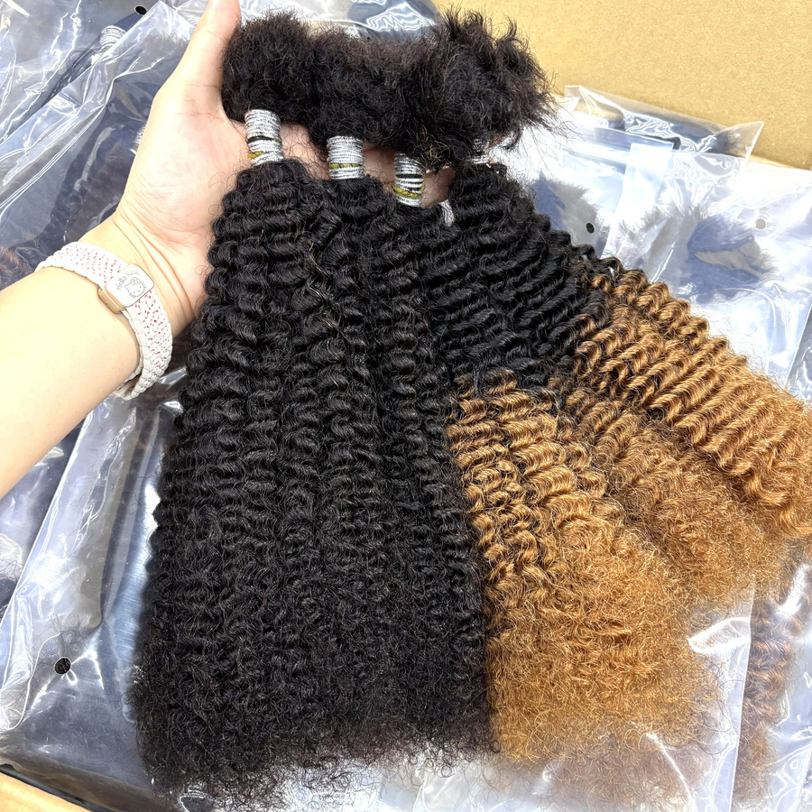 MISHELL Ombre Afro Kinky Curly Echthaar-Extensions, 16 Zoll, 30g - Bild 4