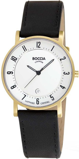 Boccia Damenuhr, Titan, Quarz, 32 mm, Leder, Weiß, 5 ATM - Bild 1