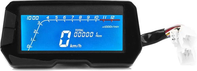 Neoglint Digitaler Tacho mit LCD-Display und 6 Gängen für 2- und 4-Zylinder-Motorräder, 12000 U/min, Schwarz - Bild 1