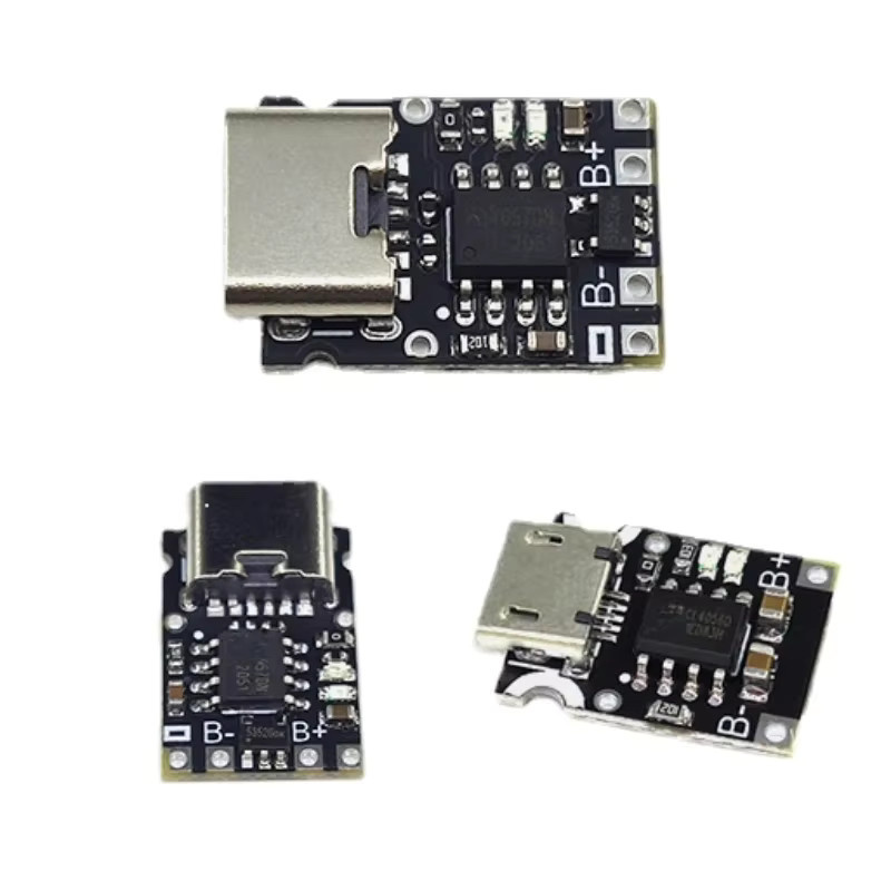TP4057 USB-C Lithium-Batterie Ladeplatine mit Temperaturschutz, 1A Ladestrom, Schwarz - Bild 3